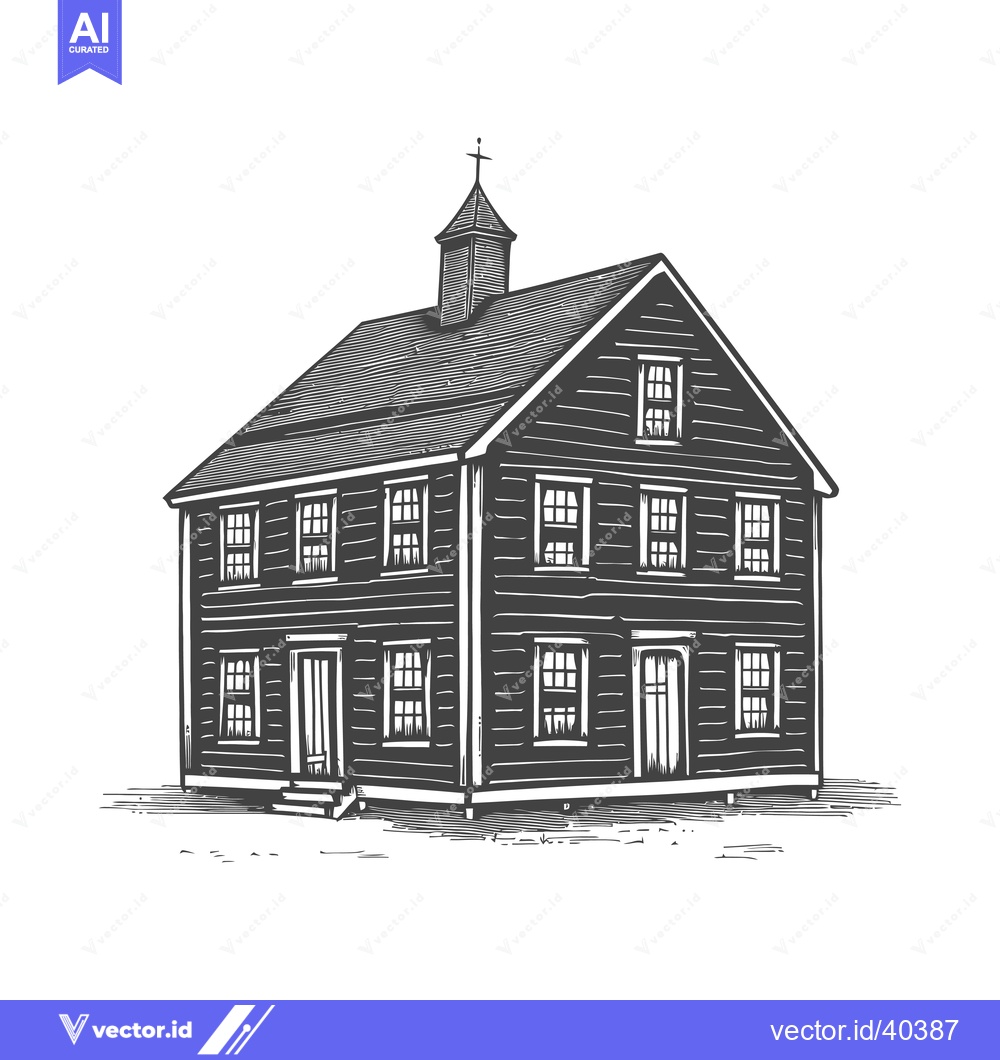 Premium Vector dari A Classic New England Style Wooden House Illustration