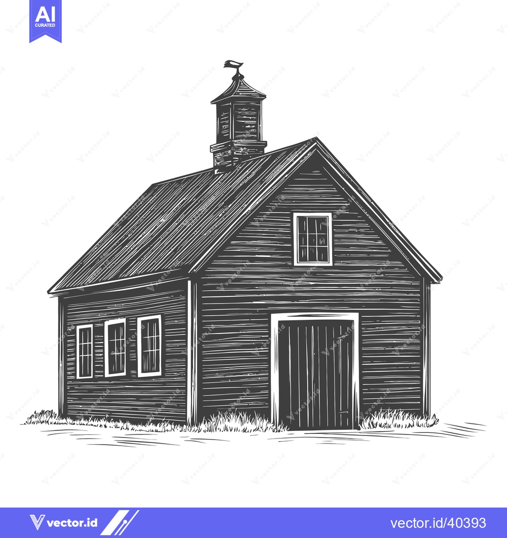 Premium Vector dari A Rustic Wooden Barn with a Weathervane