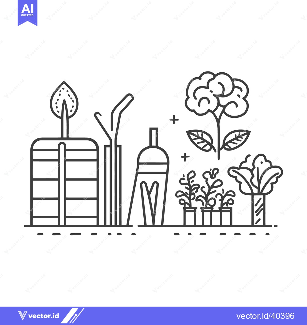 Premium Vector of Various household items and plants arranged in an artistic illustratio