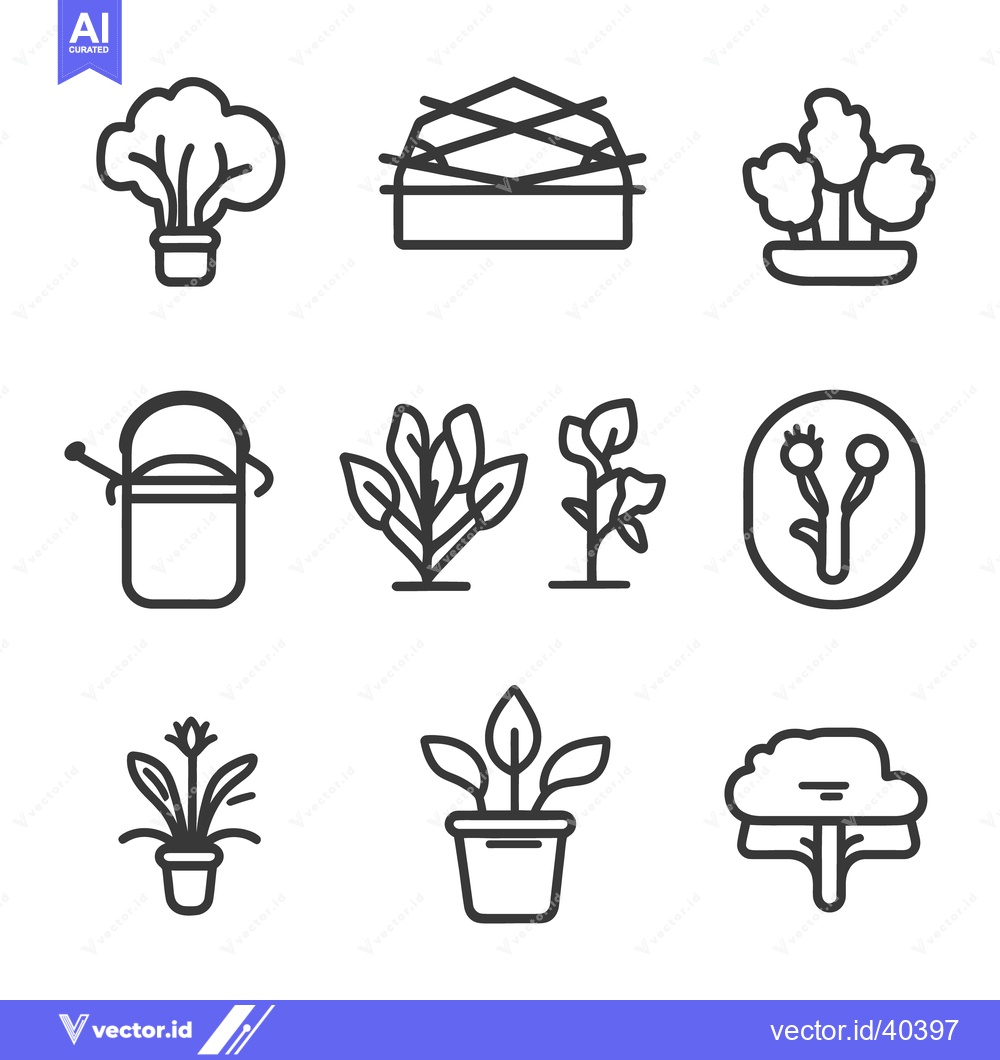 Premium Vector dari Illustrated icons depicting elements and tools related to horticulture