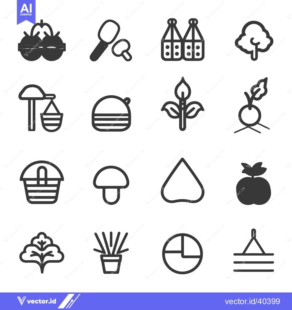 Premium Vector dari Simple black line art icons representing various agricultural items