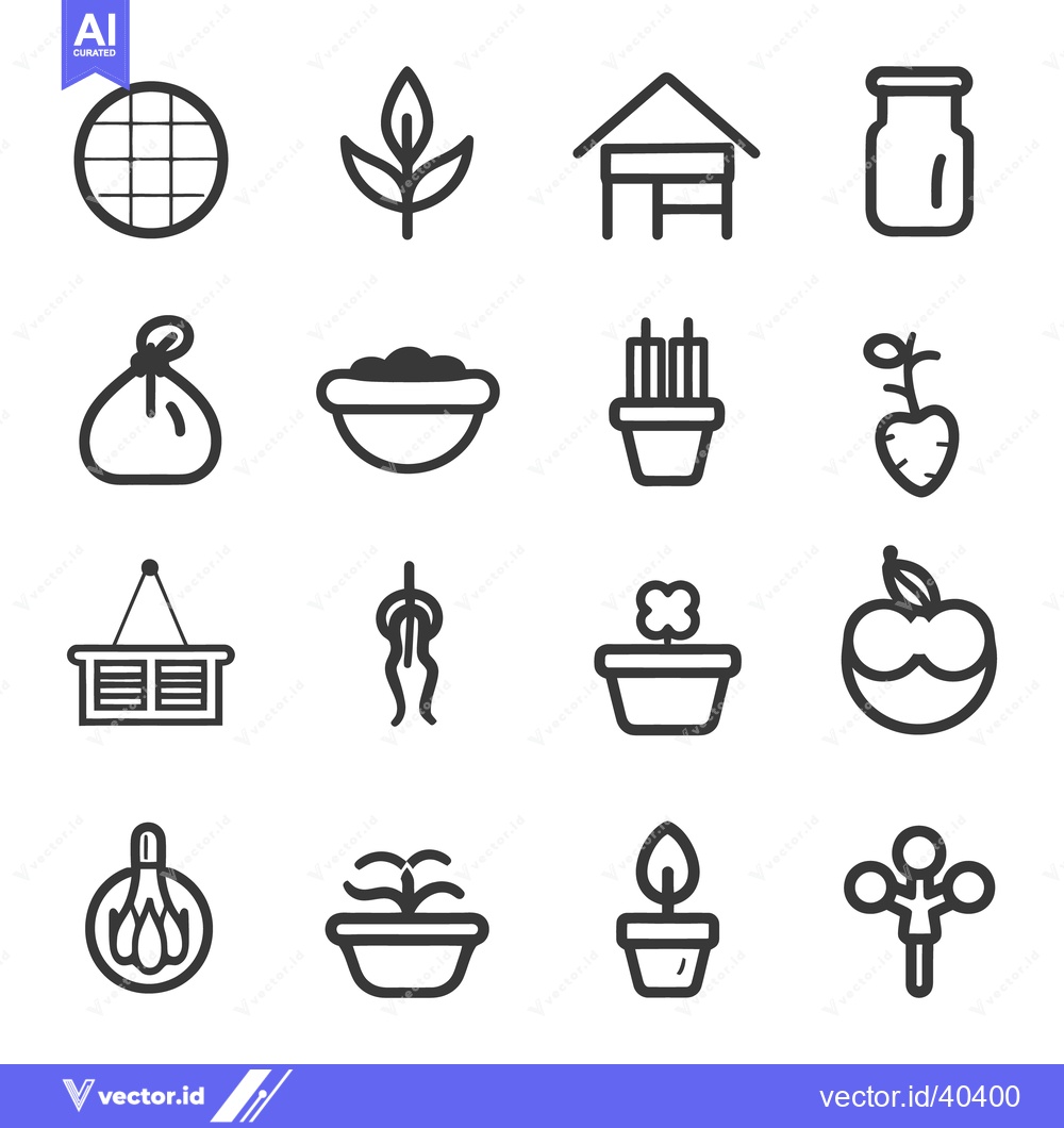 Premium Vector dari Collection of various farming and food related symbols shown in outlin