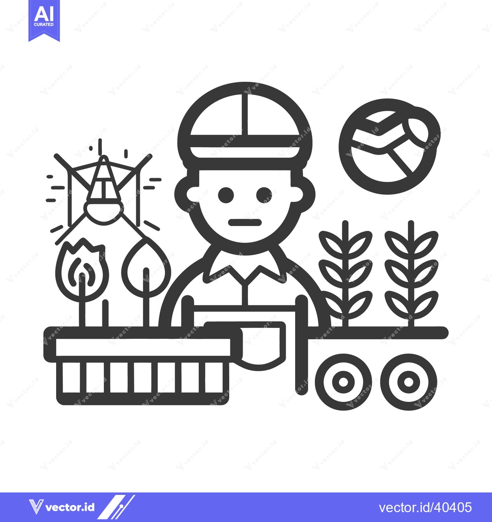 Premium Vector dari An illustration depicting a farmer and various agriculture elements