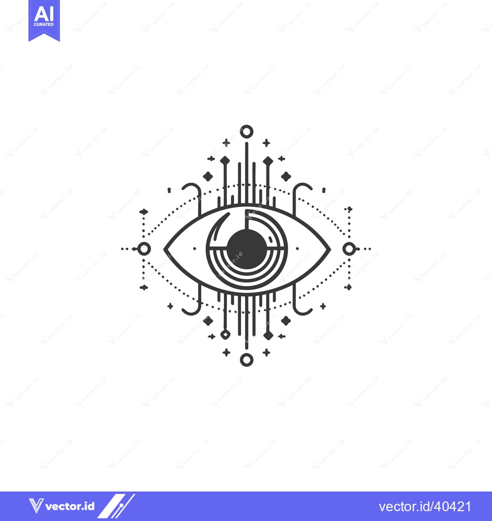 Premium Vector of Geometric Eye Design: Minimalist Vision with Celestial and Technologic