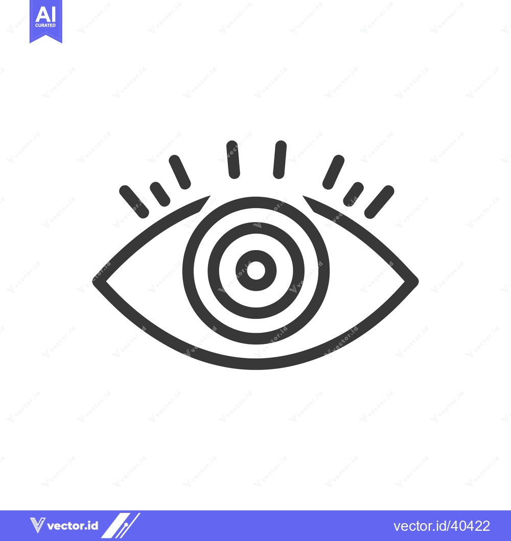 Premium Vector dari Minimalist Eye Icon with Concentric Circles and Lashes, Black Outline