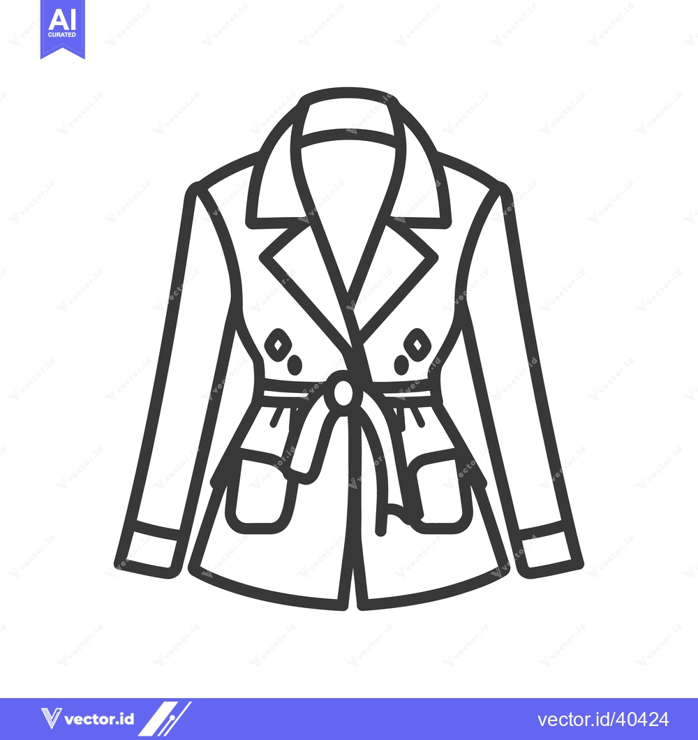Premium Vector dari A black and white outlined image of a trench coat