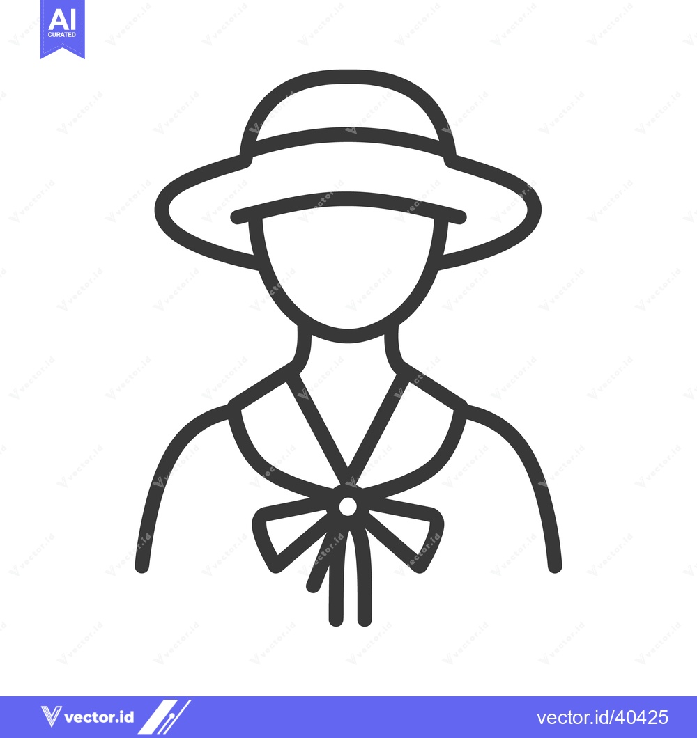Premium Vector dari A simple line drawing depicts a person wearing a hat