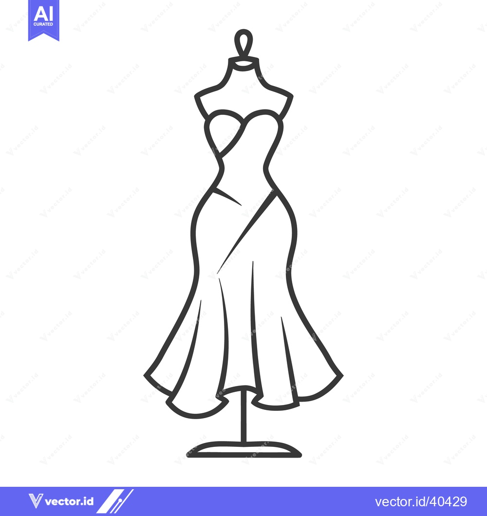 Premium Vector of A simple line drawing of a dress form with gown