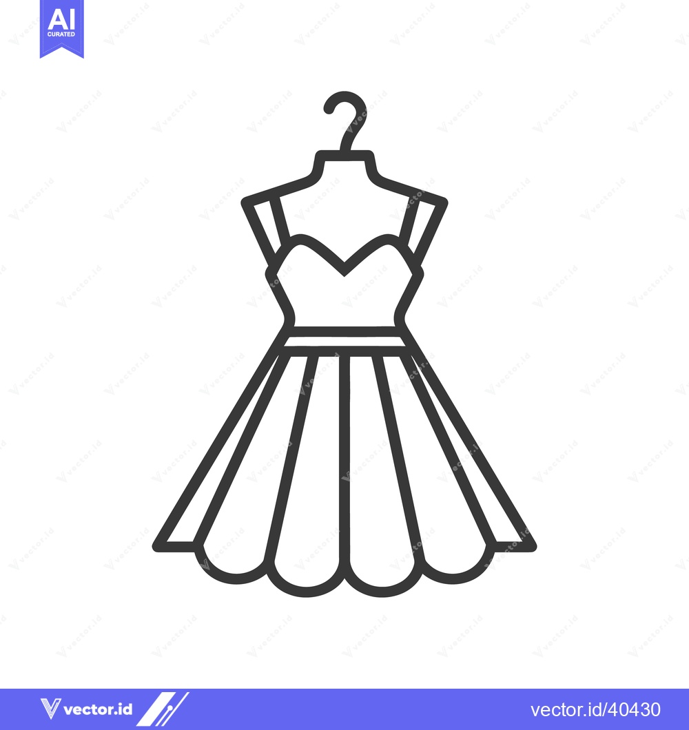 Premium Vector of Simple illustration of a dress displayed on a hanger against white bac