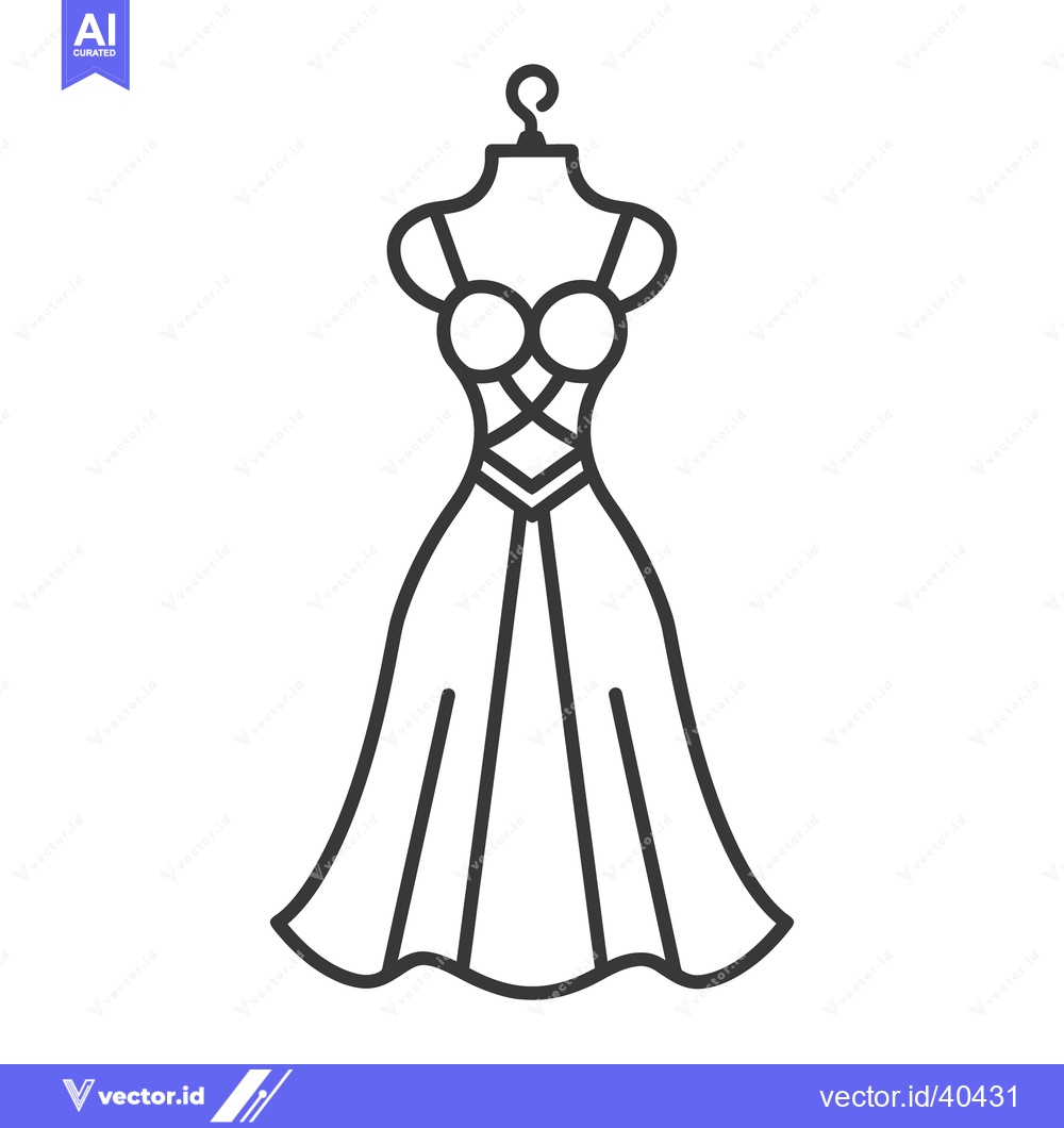 Premium Vector dari A black and white drawing of a formal dress on display