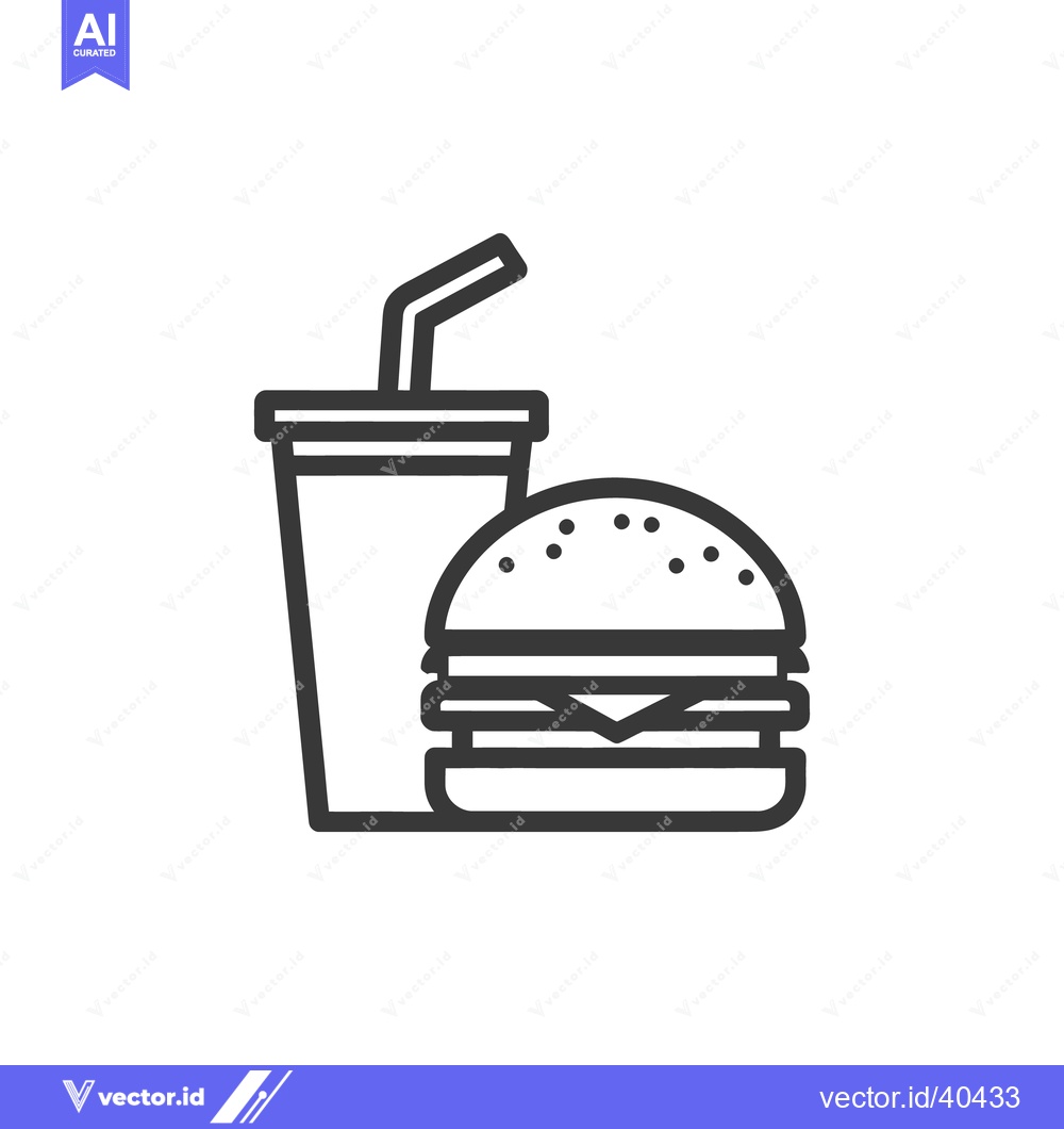 Premium Vector dari Minimalist Burger and Soda Icon: Fast Food Combo Graphic