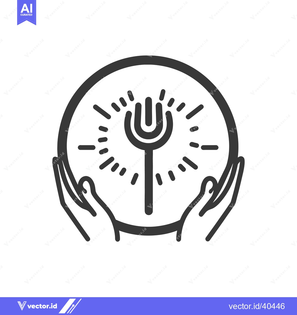 Premium Vector dari Hands holding a glowing light emitting from a symbol within a circle
