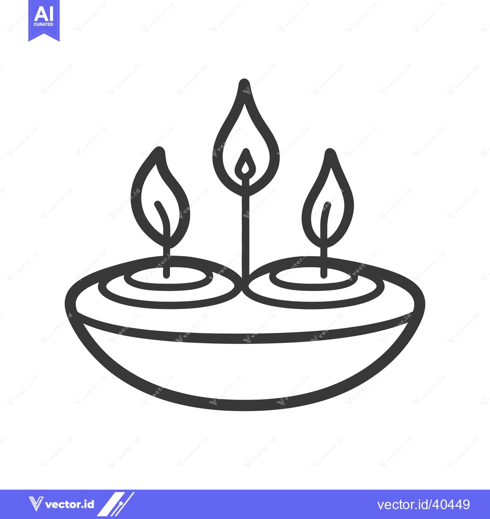 Premium Vector dari Three lit candles in a decorative bowl are illustrated