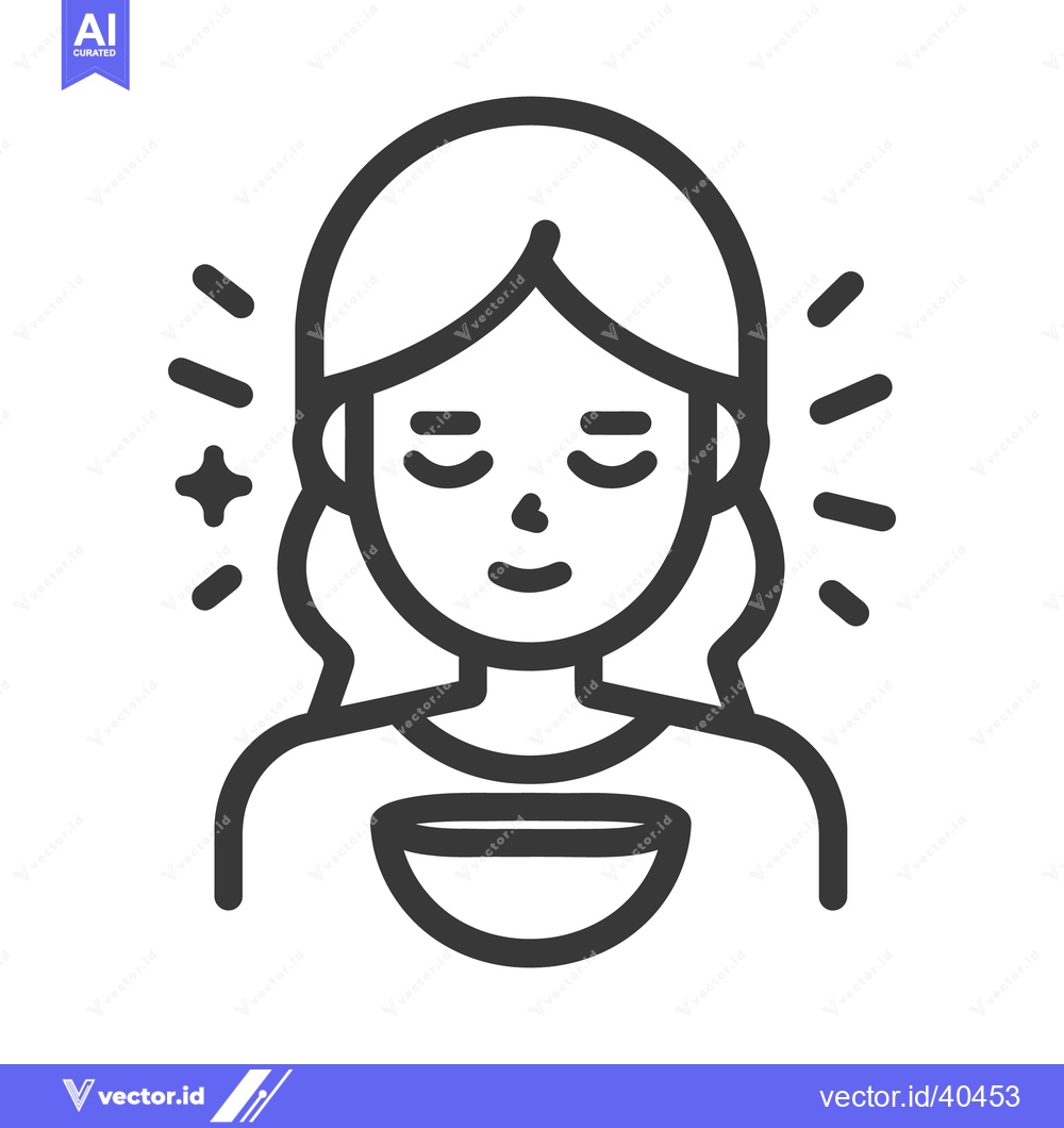 Premium Vector of Simple linear illustration of a woman with closed eyes and glow