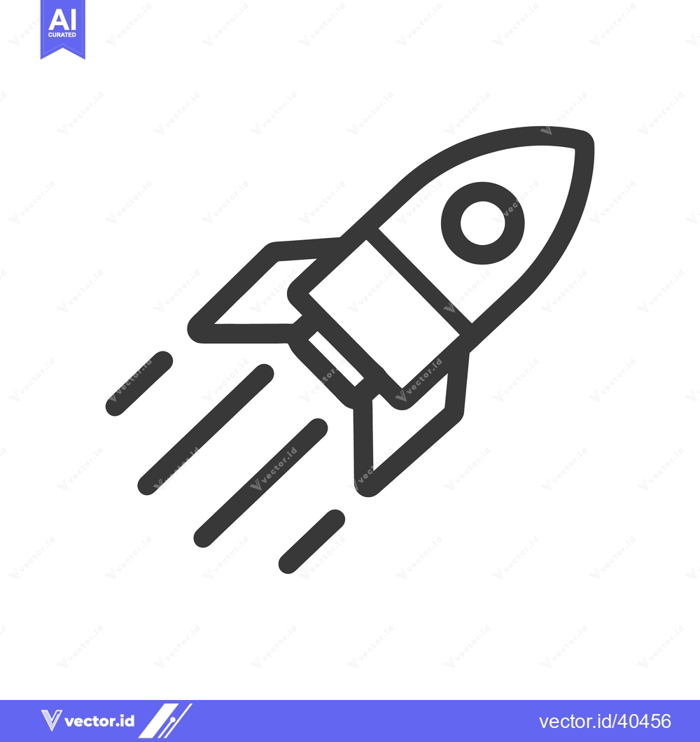 Premium Vector of A stylized black rocket ship launches into space with propulsion lines