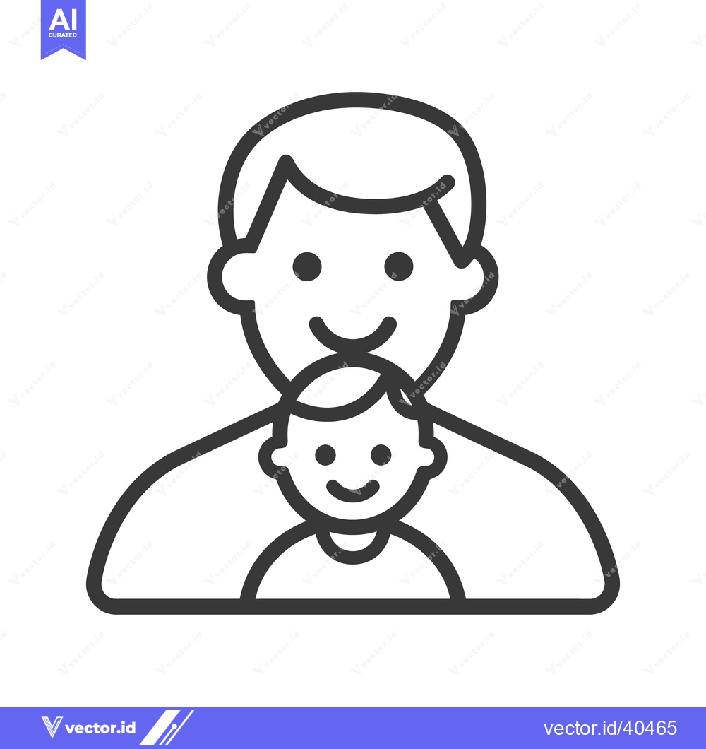 Premium Vector of A smiling father holding a small child in a simple illustration