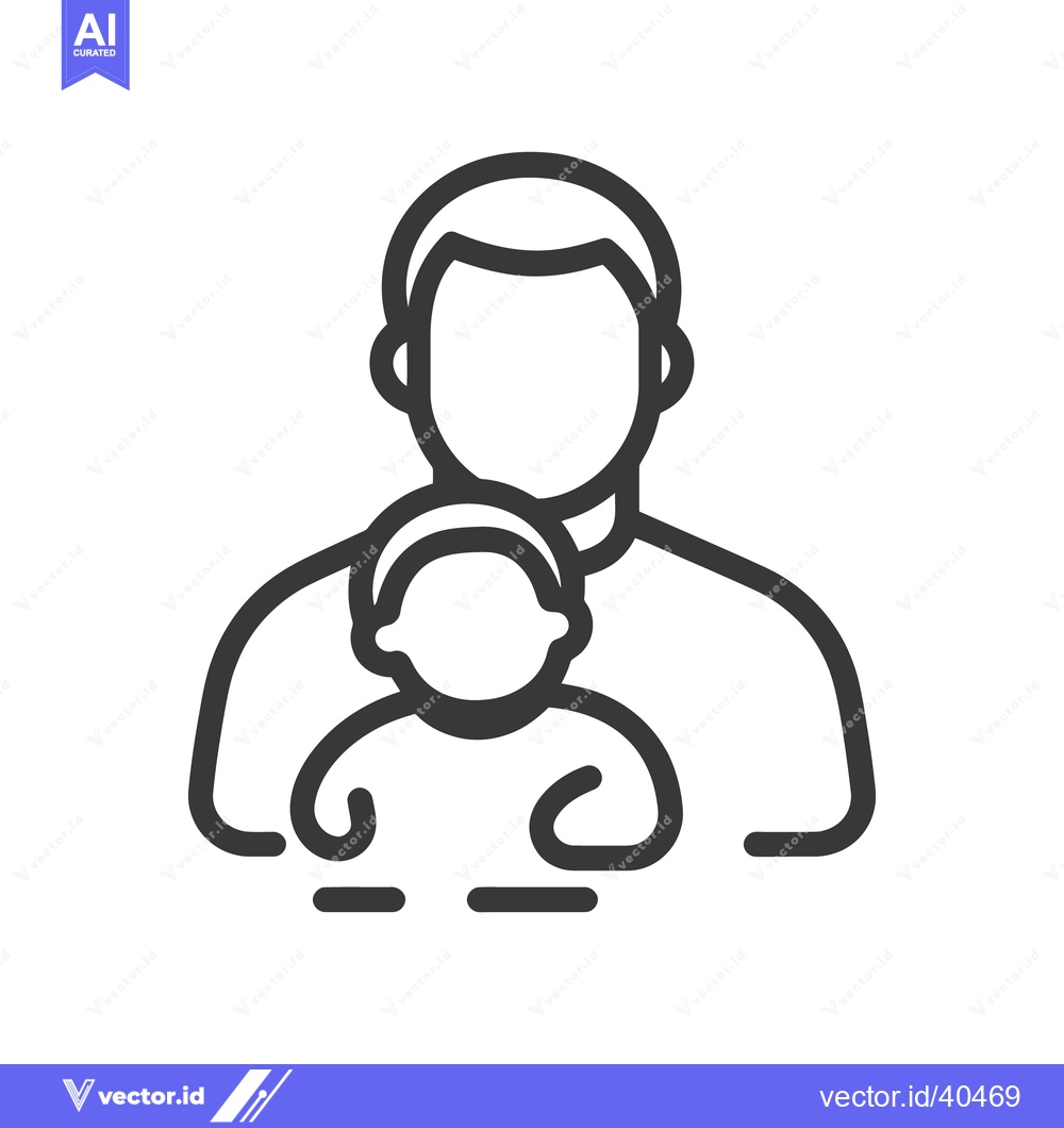 Premium Vector dari A parent holds a child in a simple black line illustration