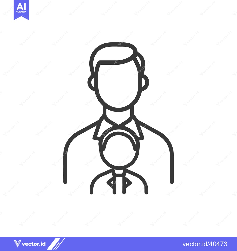 Premium Vector dari A line drawing depicts a father holding a child close
