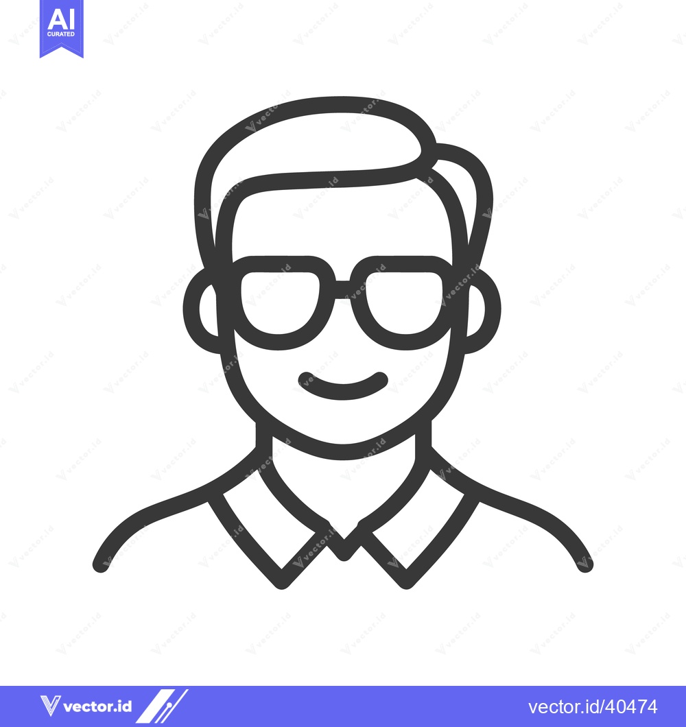 Premium Vector dari An Icon Illustrating A Smiling Person Wearing Eyeglasses And A Collare