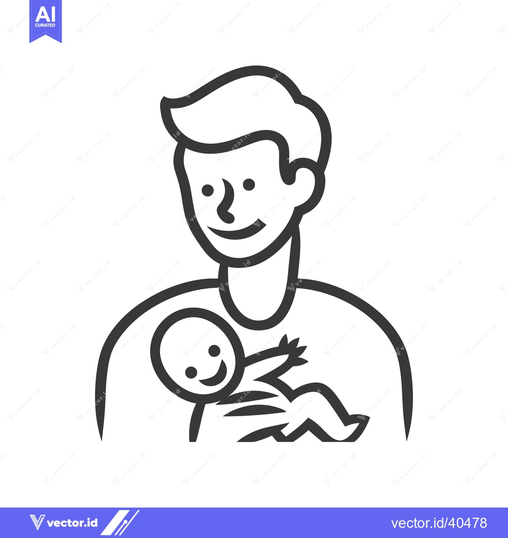 Premium Vector dari Smiling man lovingly holding a smiling baby in his arms
