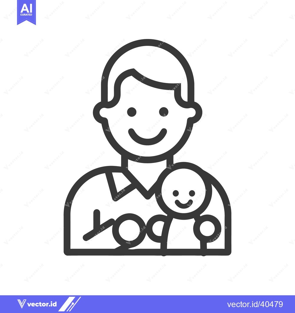 Premium Vector dari A smiling person holds a small baby icon illustration