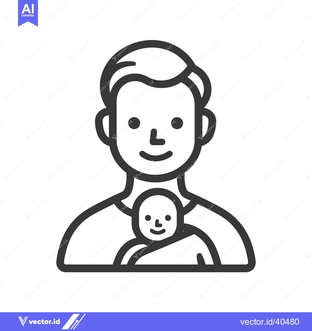 Premium Vector dari A smiling father holding a small infant close to his chest