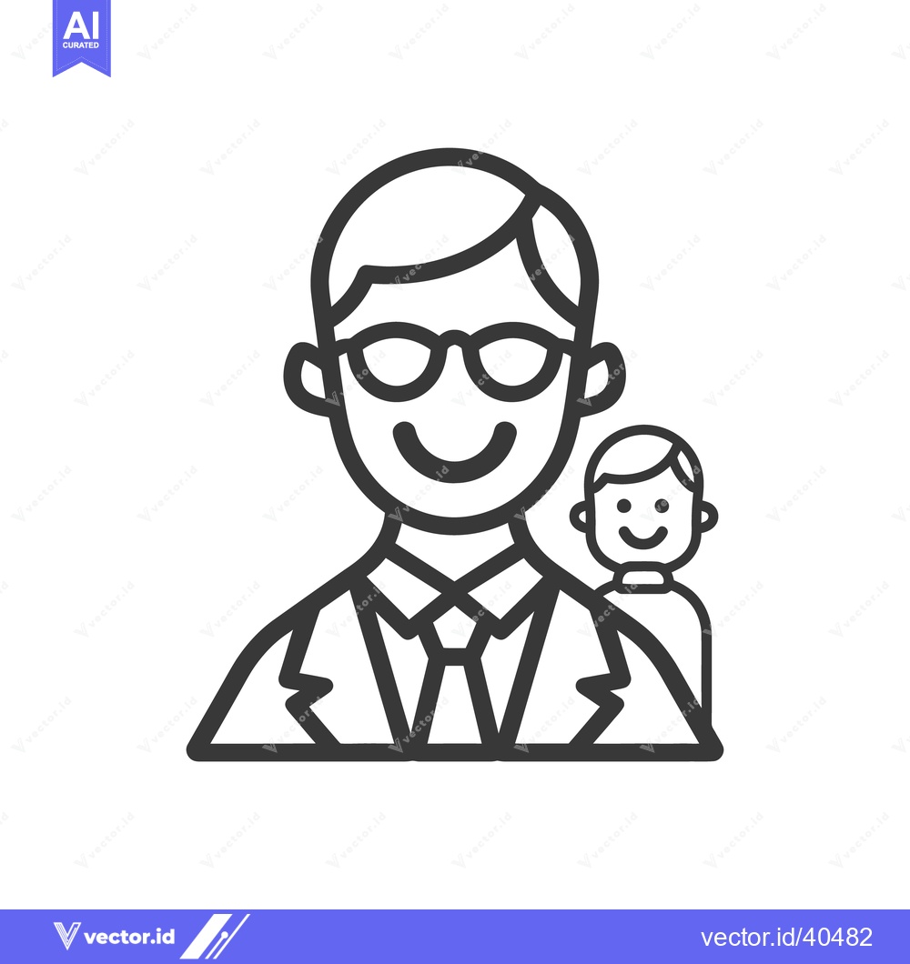 Premium Vector dari A smiling man with a child illustration icon on white background
