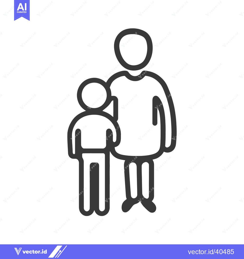 Premium Vector dari Simple outline drawing of a parent and child standing together