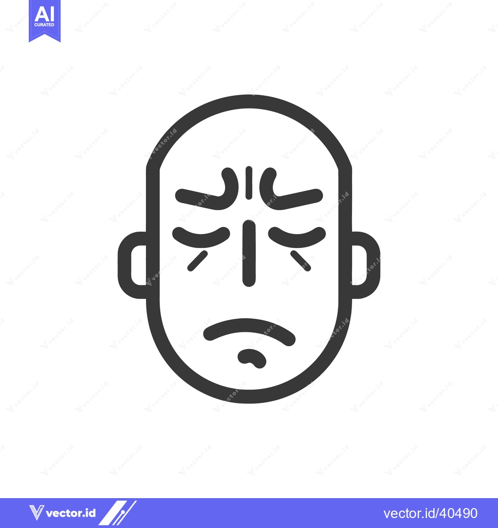 Premium Vector dari Simplified illustrated head showing negative emotions and a sad expres