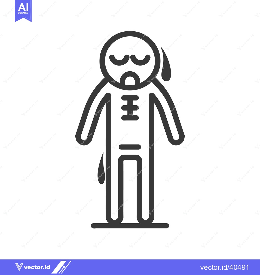 Premium Vector dari A simple outlined illustration of an individual appearing ill or unwel