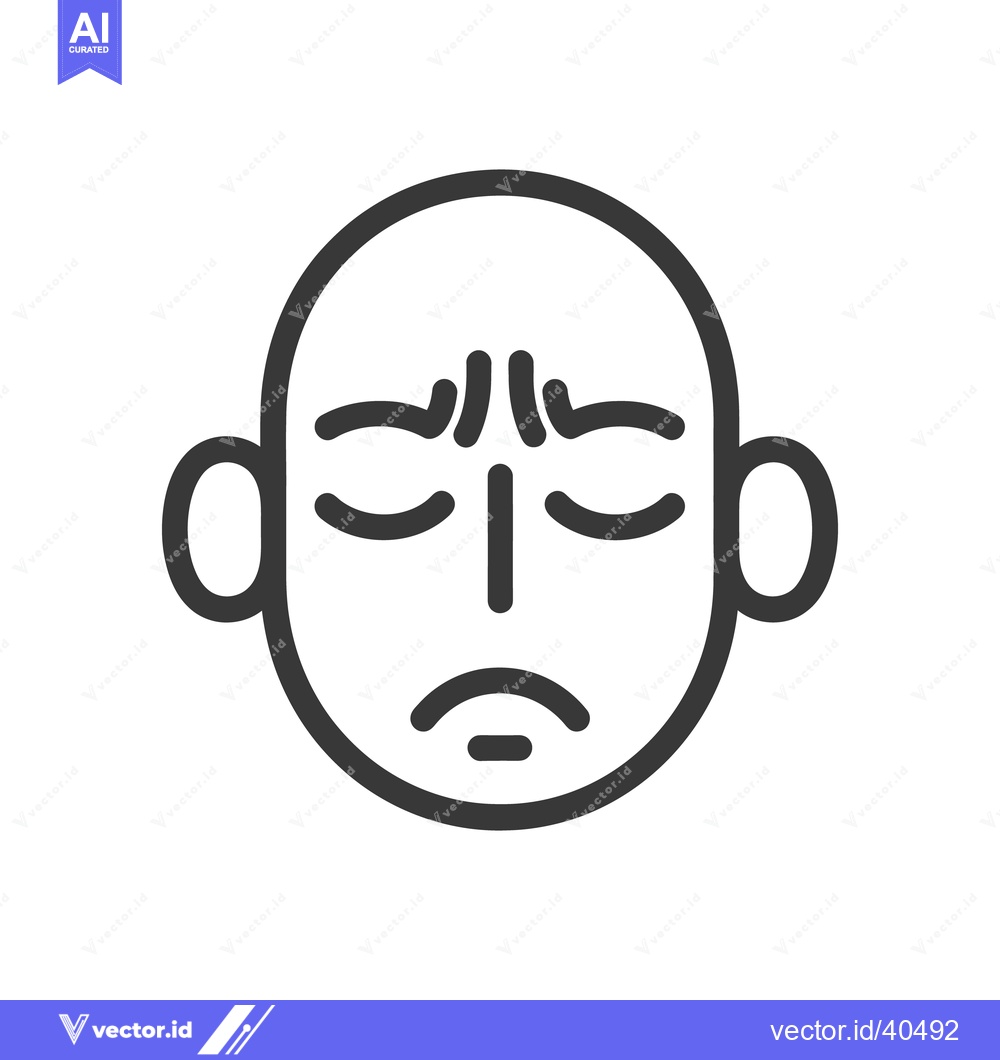 Premium Vector dari A simple black outlined face expressing a furrowed brow and sadness