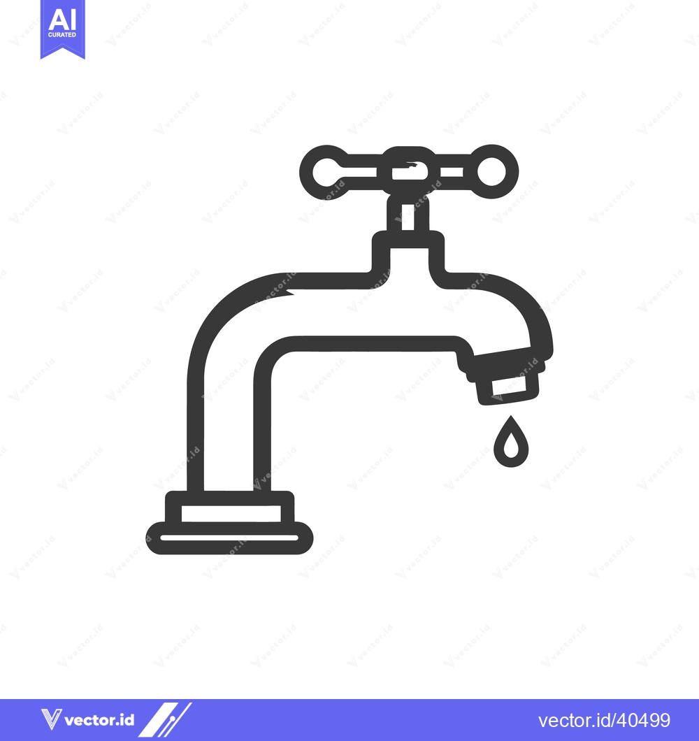 Premium Vector dari Minimalist Faucet Icon with Dripping Water Drop on White Background