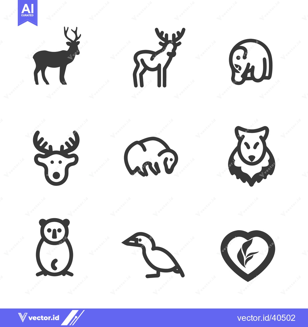 Premium Vector dari Line art graphic depictions of various animals and symbols