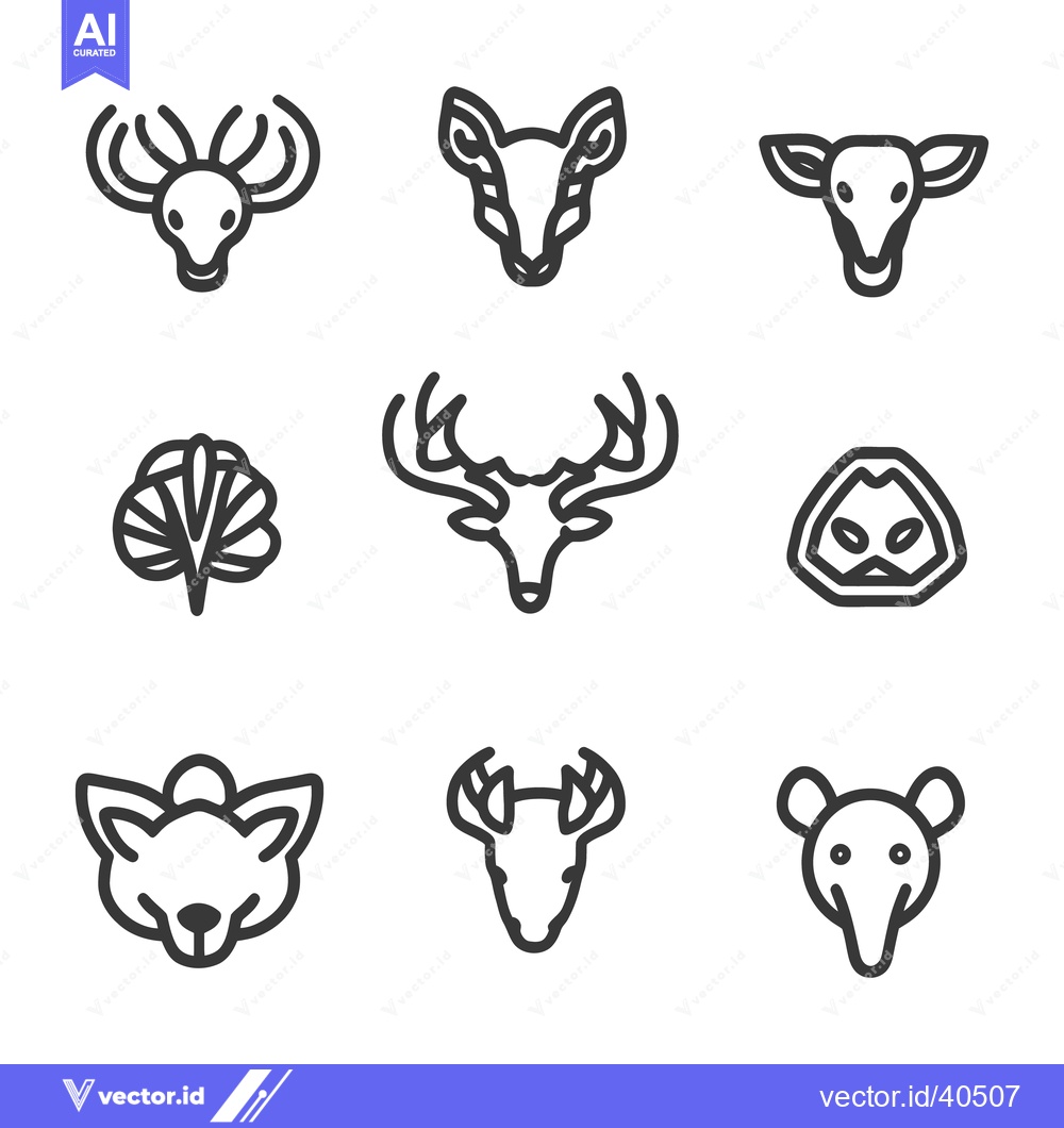 Premium Vector of Simple minimalistic outline designs of various animal head icons