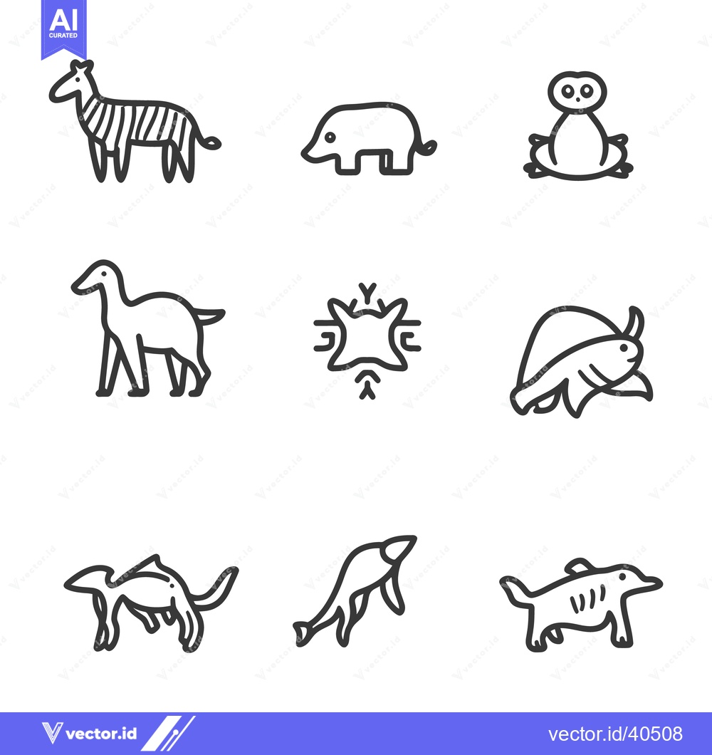Premium Vector of Simple monochrome illustrations of various animal species are present