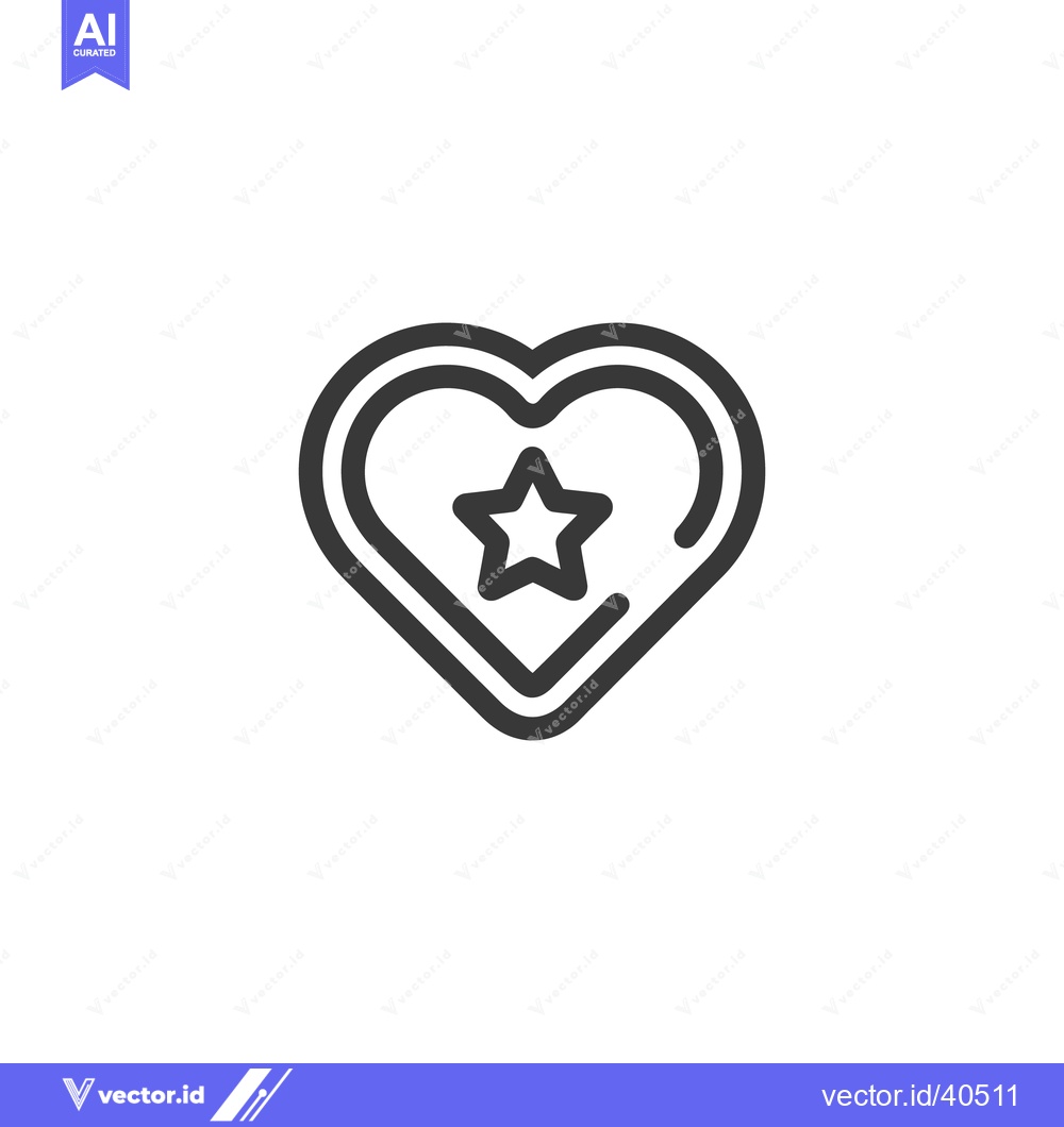 Premium Vector dari Heart with Star Icon: Minimalist Love Symbol Design