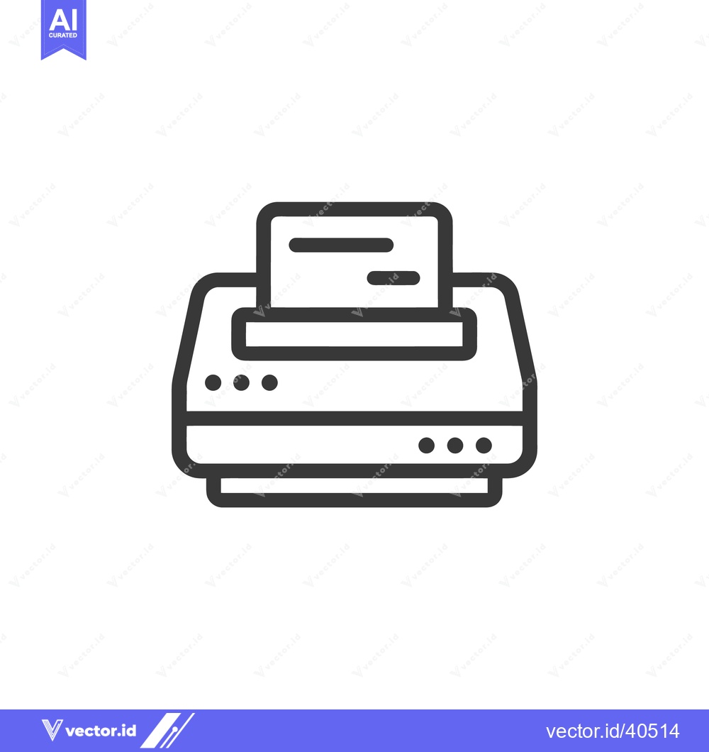 Premium Vector of Minimalist Printer Icon: Bold Outline, Paper Document, Office Equipmen