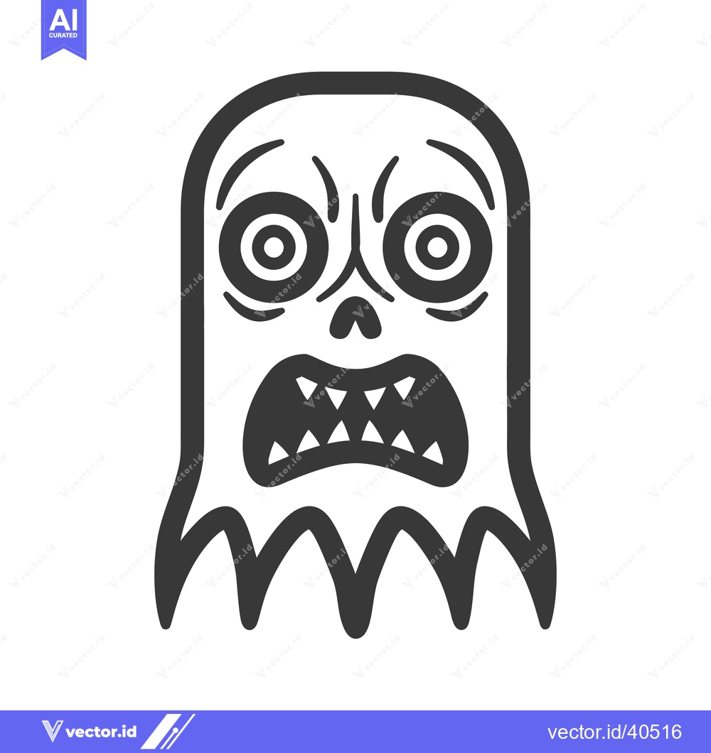 Premium Vector of Scary cartoon ghost with wide eyes and gaping mouth expression