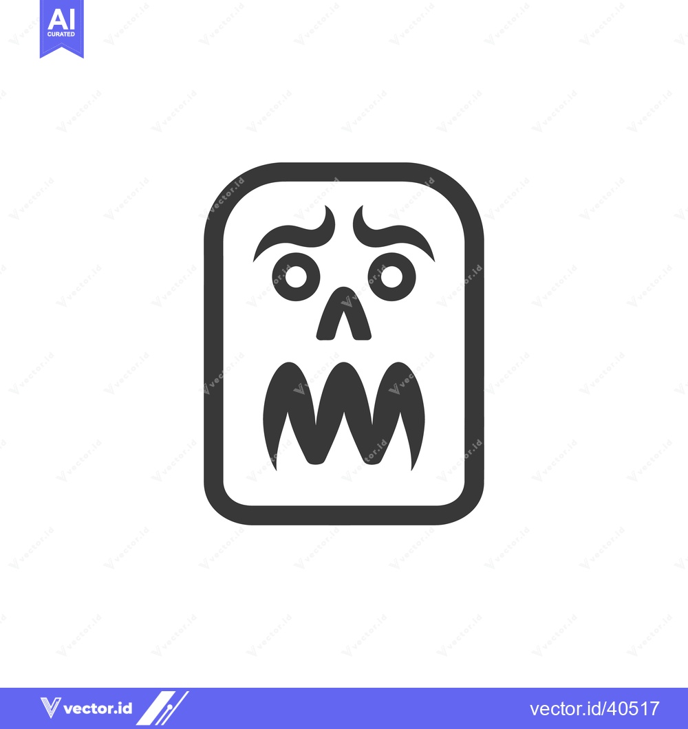 Premium Vector of A spooky monochrome abstract face inside a rounded rectangle frame