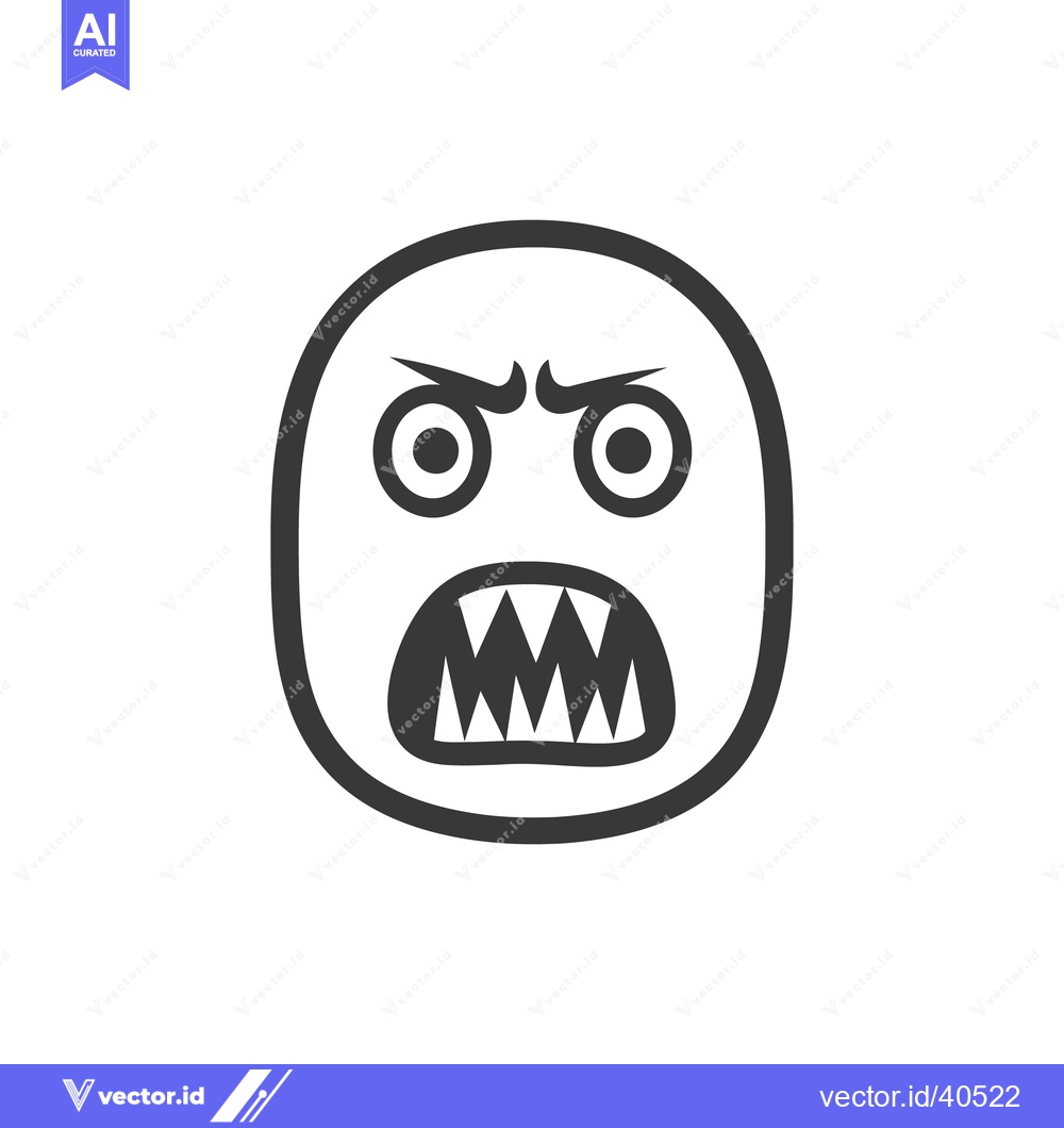 Premium Vector dari A circular angry emoji showing expression and sharp teeth