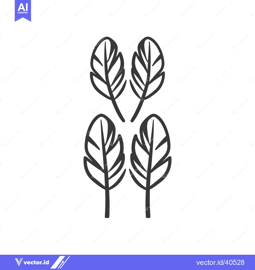 Premium Vector dari Four black stylized feathers are displayed against a white background