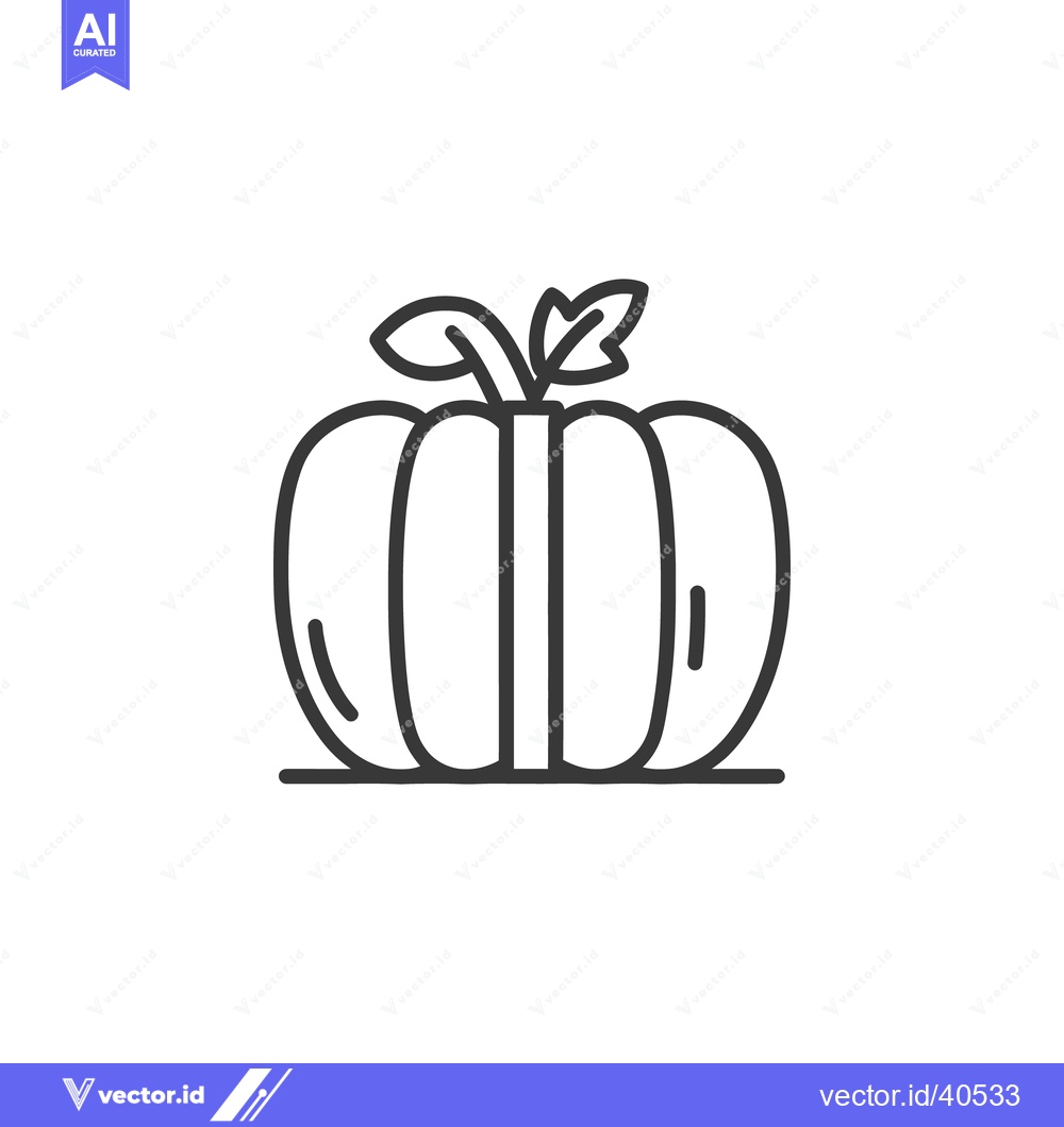 Premium Vector of Minimalist Pumpkin Icon: Clean Line Art for Autumn and Halloween Desig