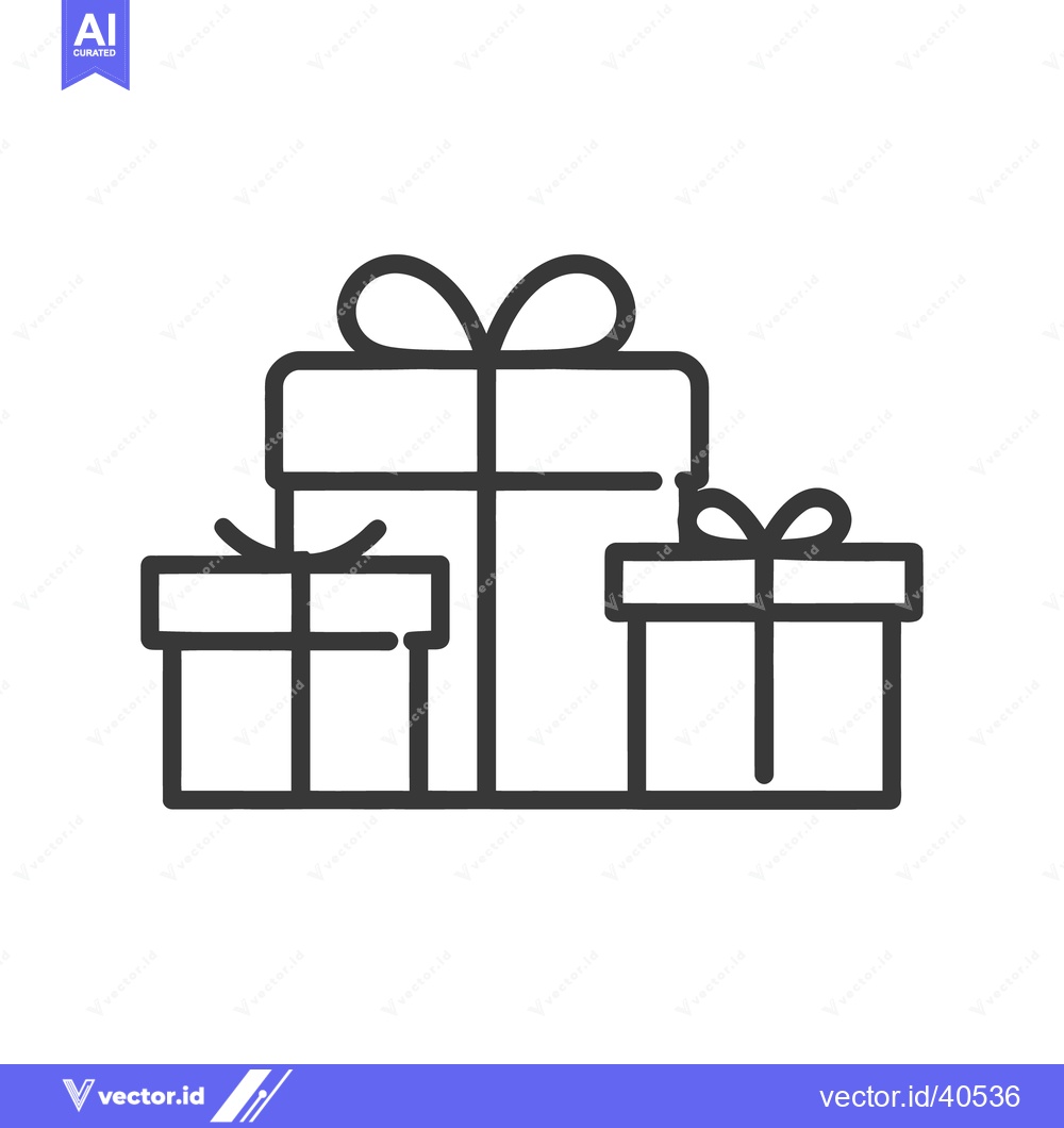 Premium Vector dari Minimalist Gift Box Icon: Stacked Presents with Bows, Outline Style