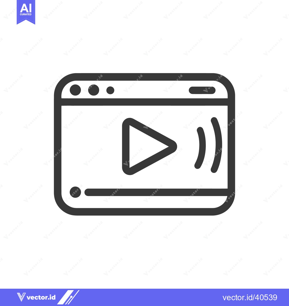 Premium Vector dari Minimalist Video Player Icon with Play Button and Sound Waves