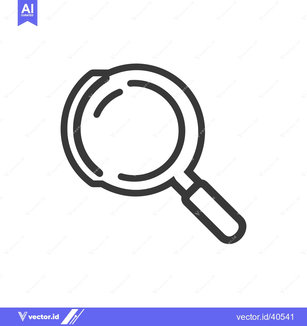 Premium Vector of Minimalist Magnifying Glass Icon: Bold Outline on White Background for