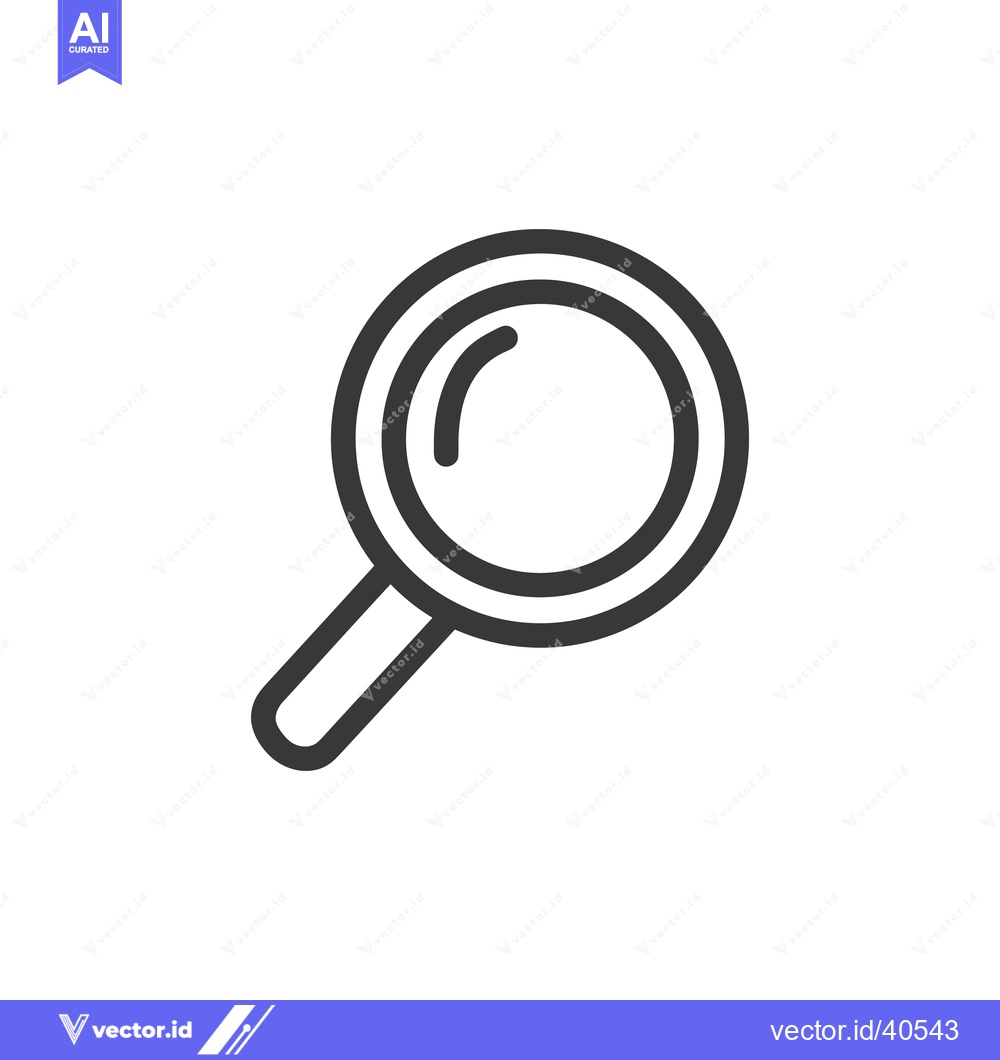 Premium Vector of Minimalist Magnifying Glass Icon on White Background, Search Symbol