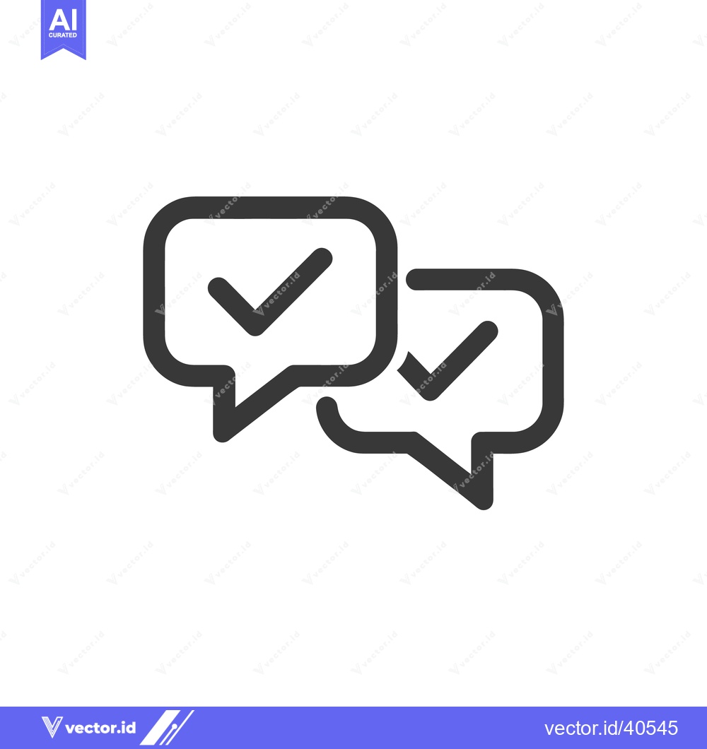 Premium Vector dari Completed Conversation: Two Speech Bubbles with Checkmarks, Dark Gray