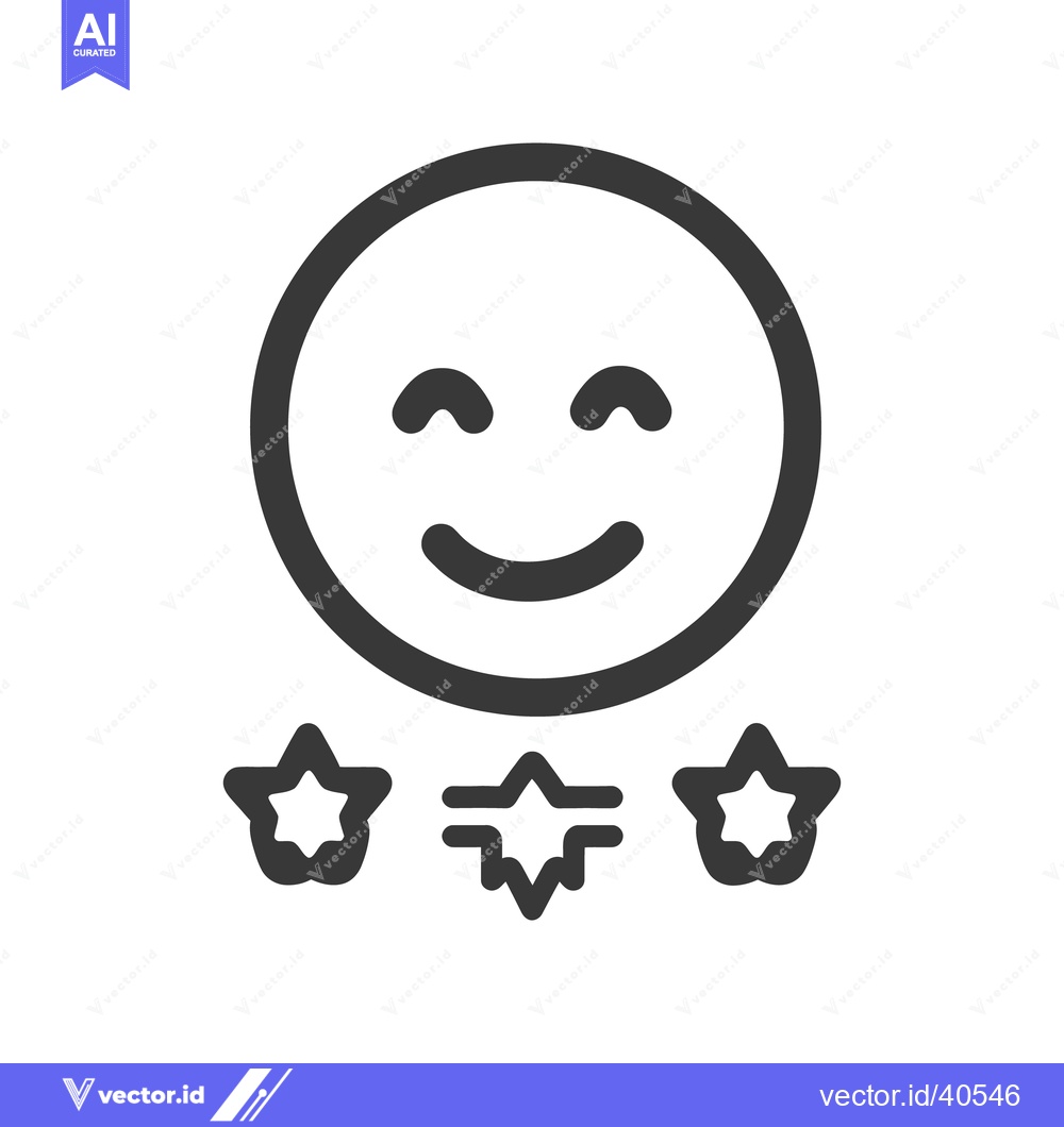 Premium Vector dari A happy face above three stars represents satisfaction and approval