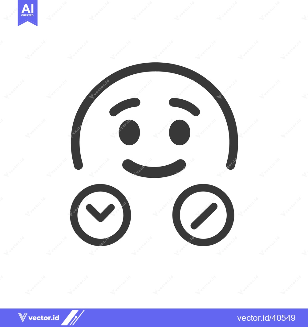 Premium Vector dari A smiling face icon with check and reject symbols below