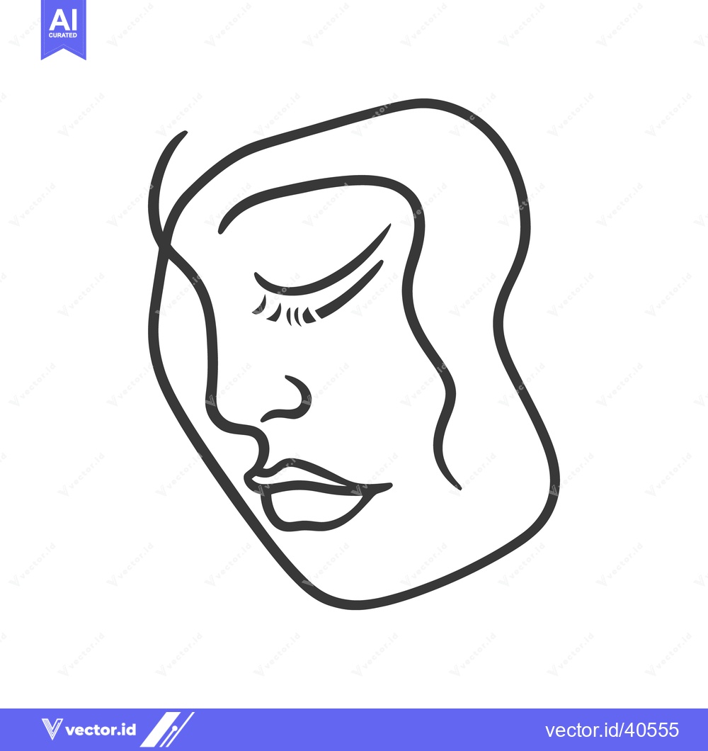 Premium Vector dari A simple line drawing of a serene face with closed eyes